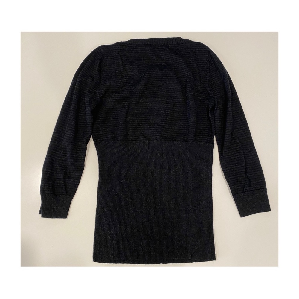 Cue 3/4 sleeve knit merino wool black striped - Picture 3 of 8